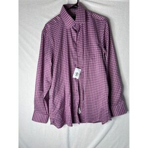 Proper Sport Mens Purple Plaid Stretch Button Down Shirt L S837ET0R-CRN NEW